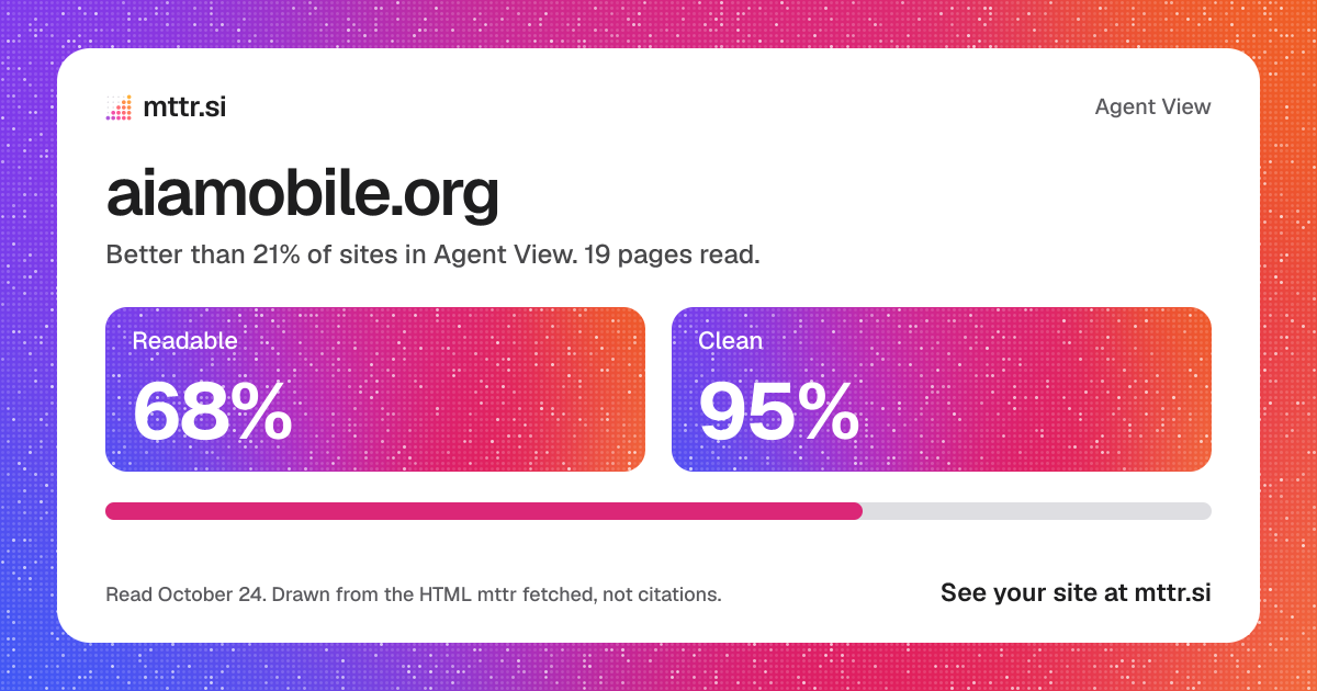 aiamobile.org in Agent View: 68% readable
