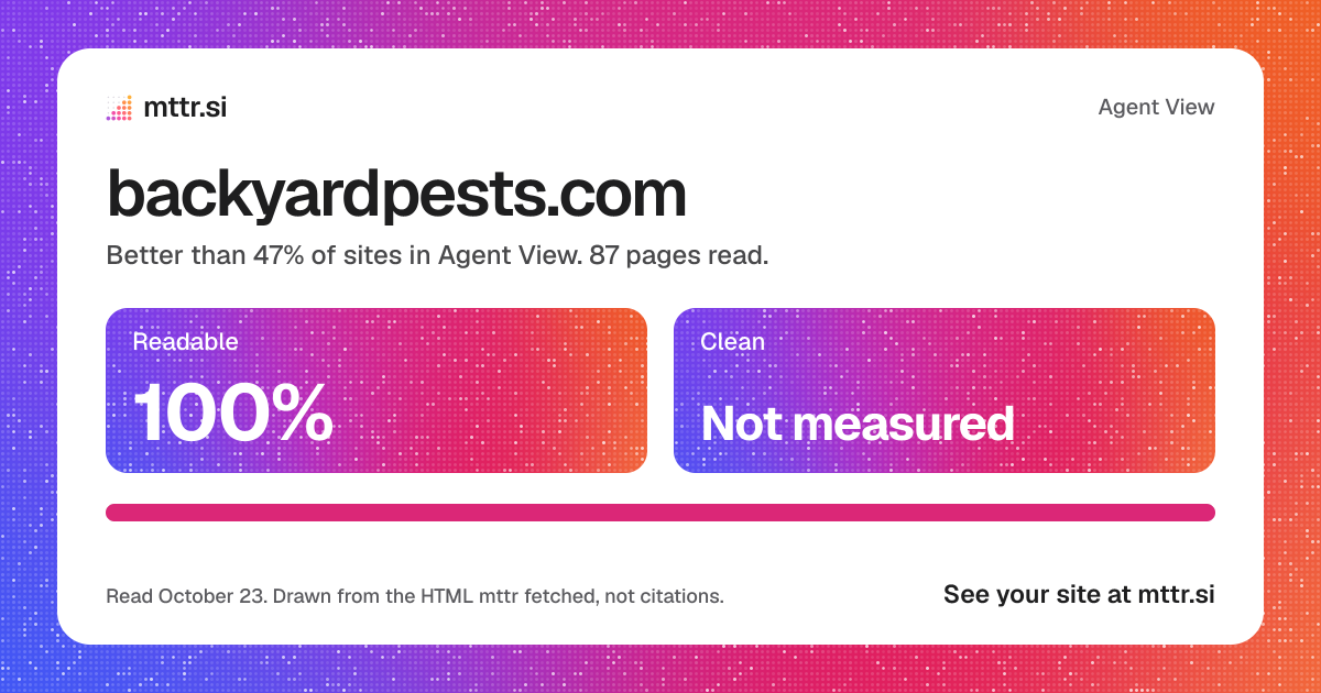 backyardpests.com in Agent View: 100% readable