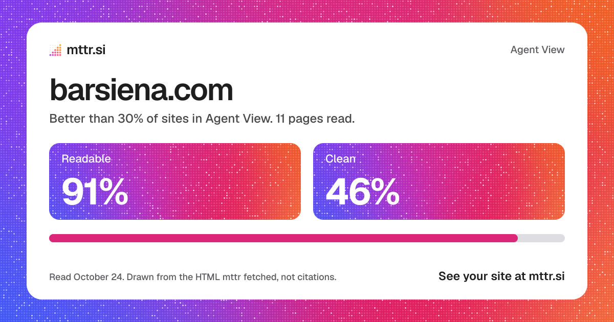 barsiena.com in Agent View: 91% readable