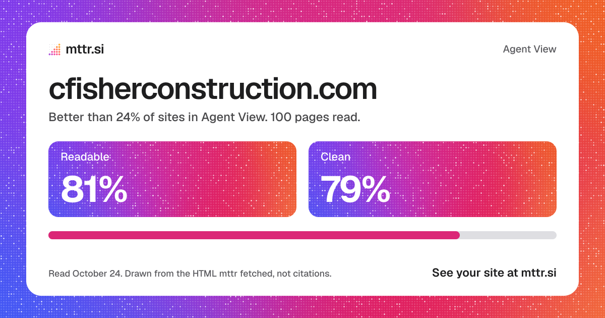 cfisherconstruction.com in Agent View: 81% readable
