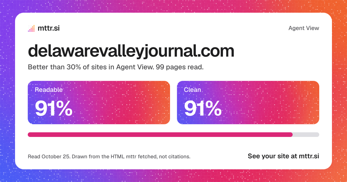 delawarevalleyjournal.com in Agent View: 91% readable