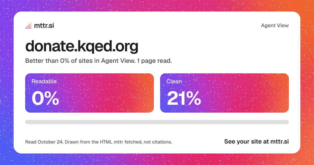 donate.kqed.org in Agent View: 0% readable