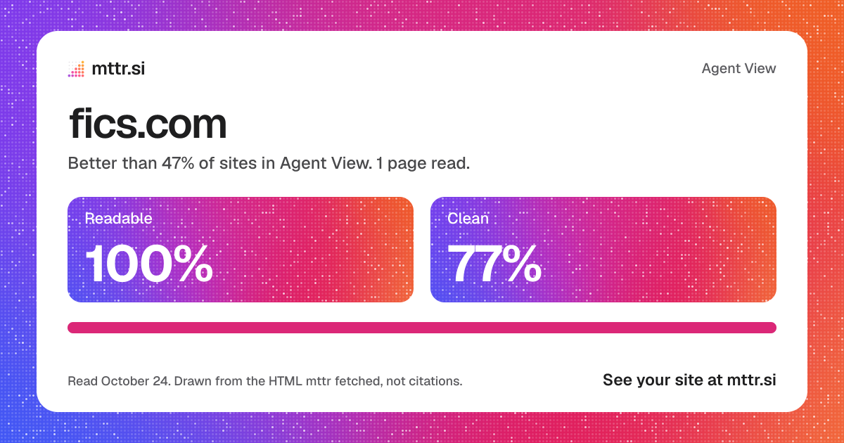 fics.com in Agent View: 100% readable