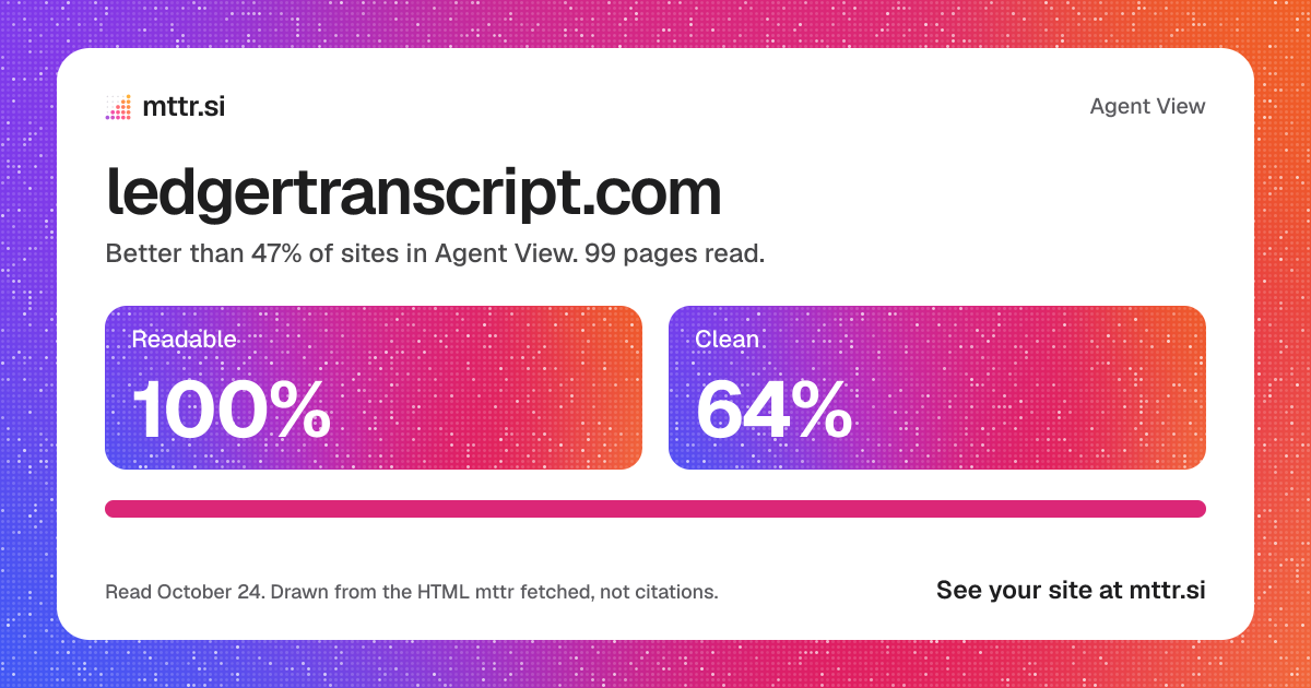ledgertranscript.com in Agent View: 100% readable