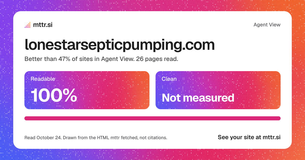 lonestarsepticpumping.com in Agent View: 100% readable