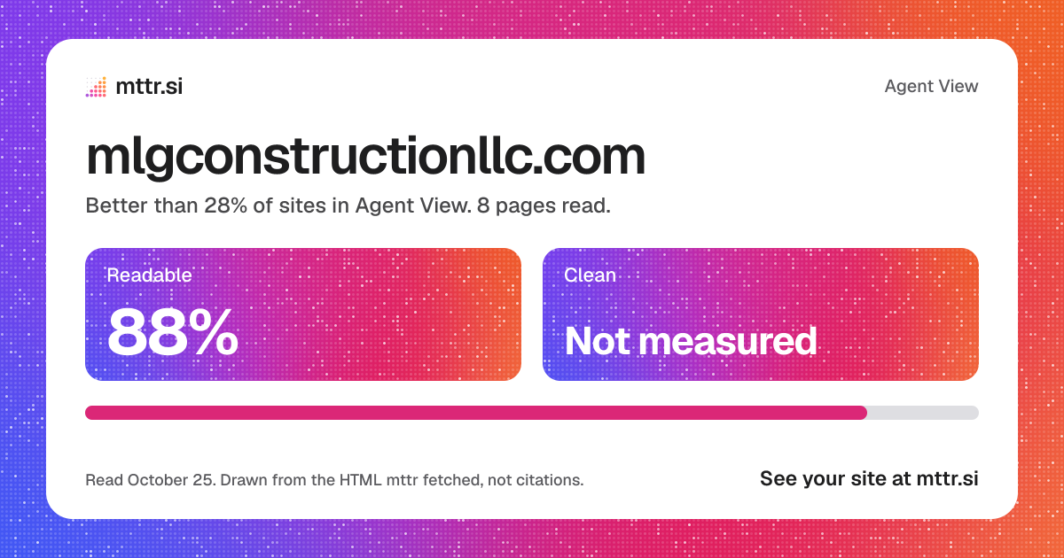 mlgconstructionllc.com in Agent View: 88% readable