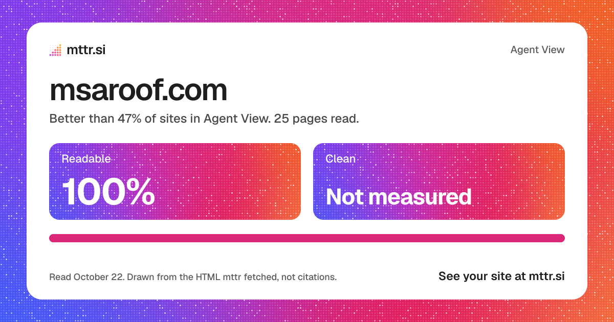 msaroof.com in Agent View: 100% readable