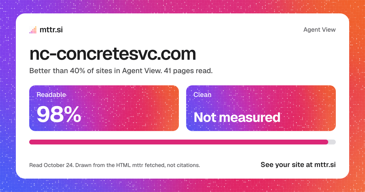 nc-concretesvc.com in Agent View: 98% readable
