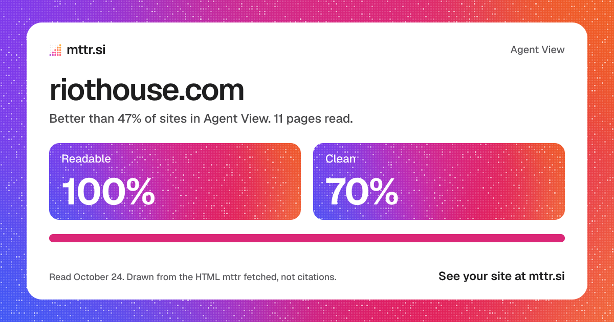 riothouse.com in Agent View: 100% readable