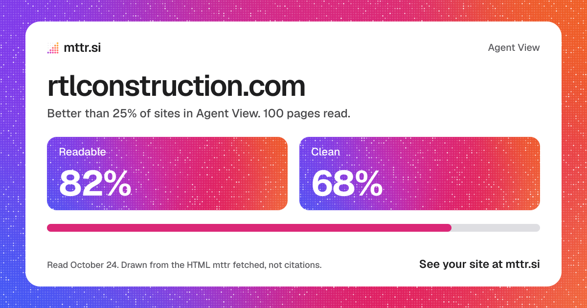 rtlconstruction.com in Agent View: 82% readable