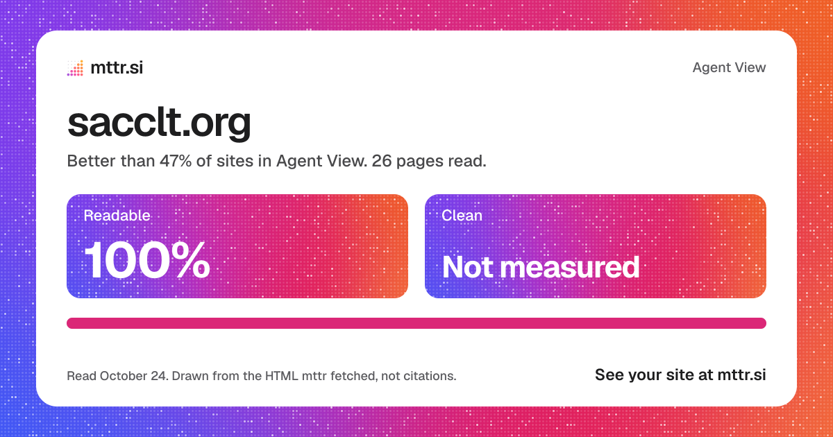 sacclt.org in Agent View: 100% readable