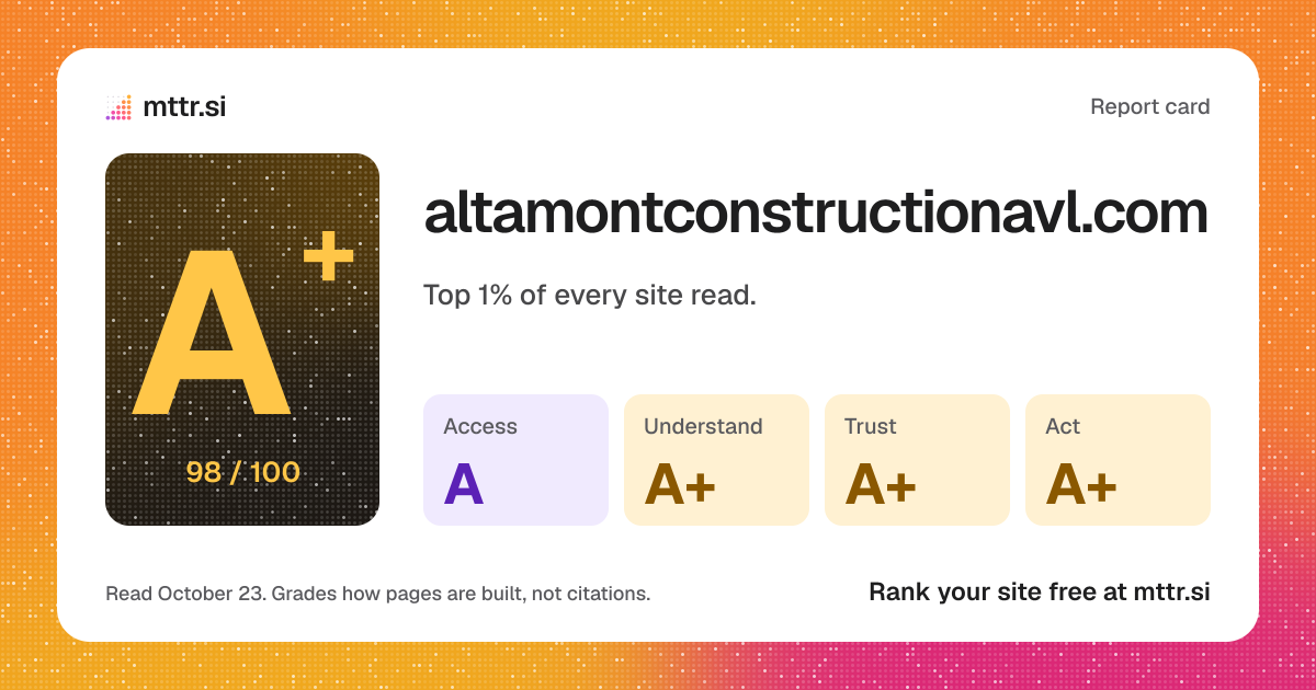 The card a link to altamontconstructionavl.com's report shows