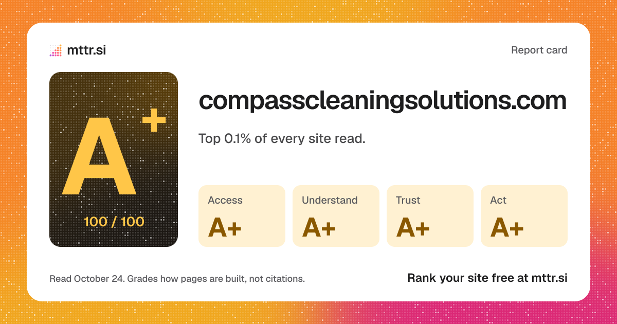 The card a link to compasscleaningsolutions.com's report shows
