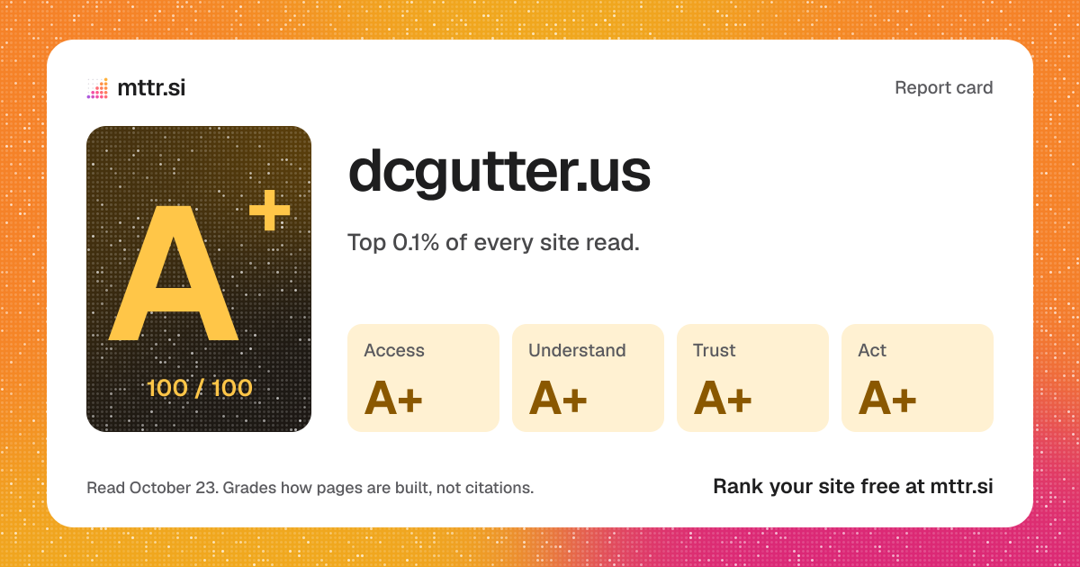 The card a link to dcgutter.us's report shows