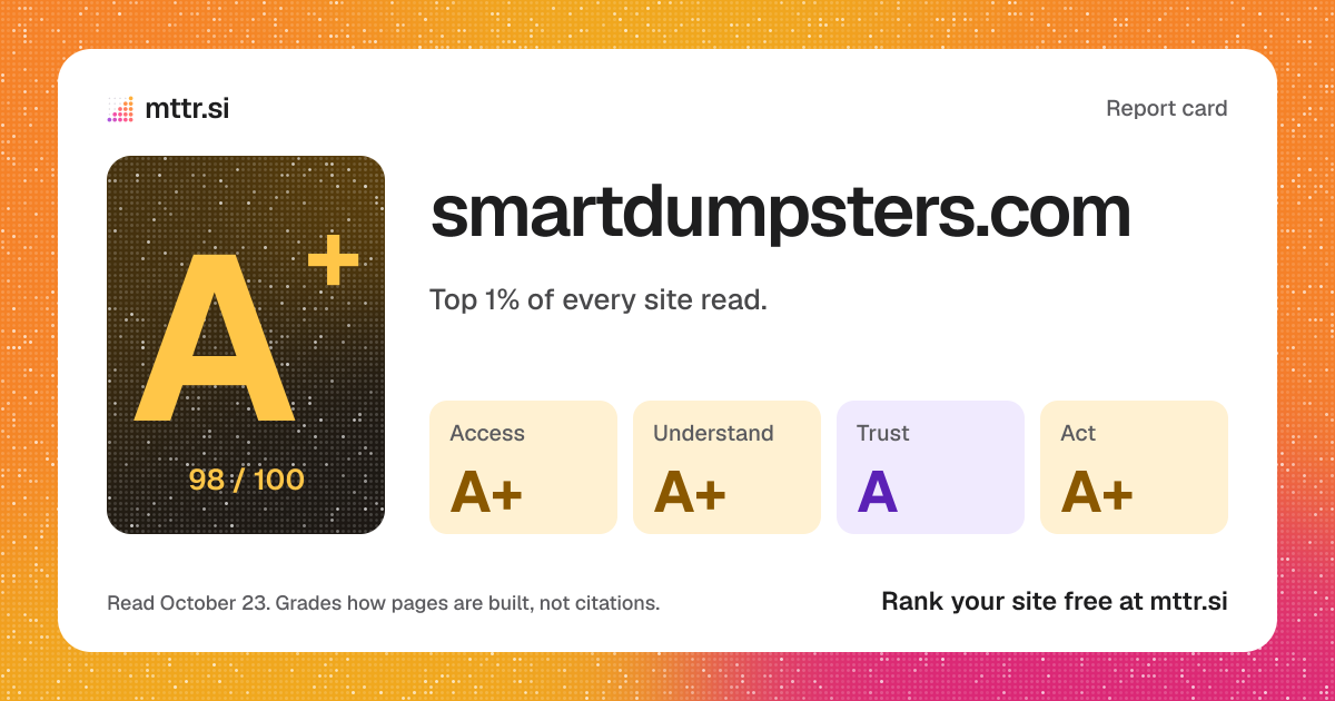 The card a link to smartdumpsters.com's report shows